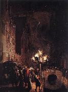 POEL, Egbert van der Celebration by Torchlight on the Oude Delft af oil painting picture wholesale